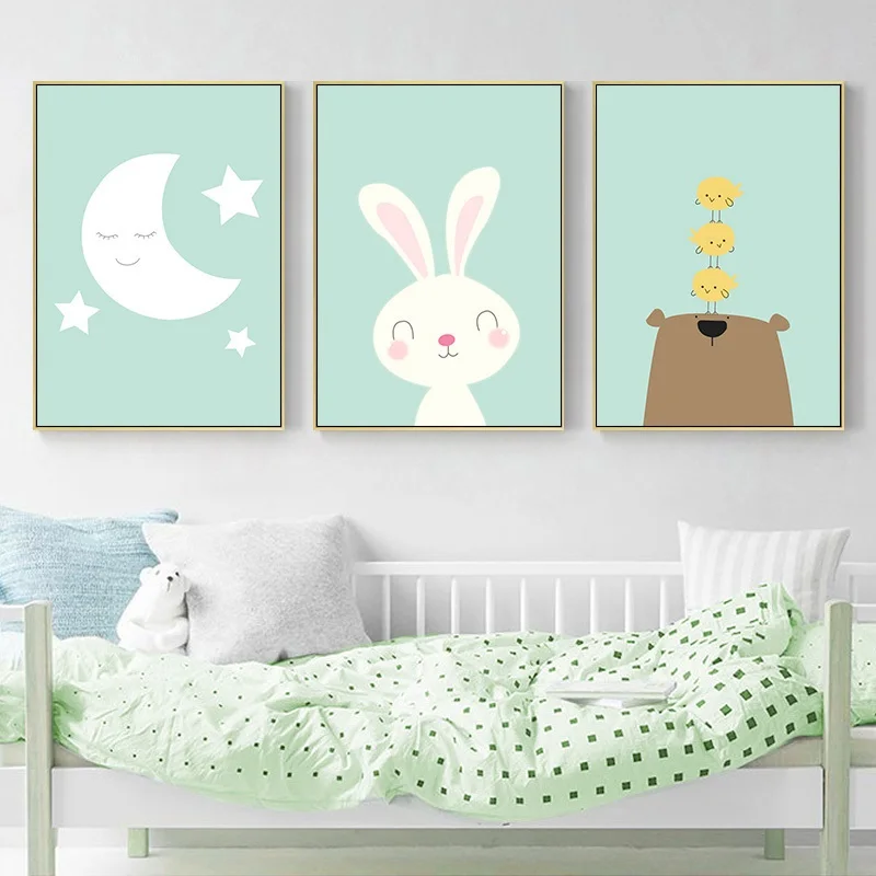 Moon Baby Nursery Wall Art Canvas Painting Rabbit Bear Cartoon Animals Posters and Prints Children's Room Decoration Picture
Moon Baby Nursery Wall Art Canvas Painting Rabbit Bear Cartoon Animals Posters and Prints Children's Room Decoration Picture
