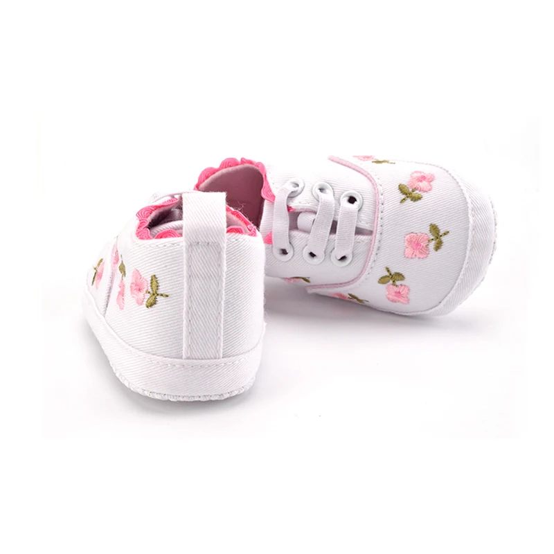 Newborn Baby Girl Shoes Crib Casual Canvas Leather Floral Embroidered Toddler Soft Infant First Walkers | Мать и ребенок