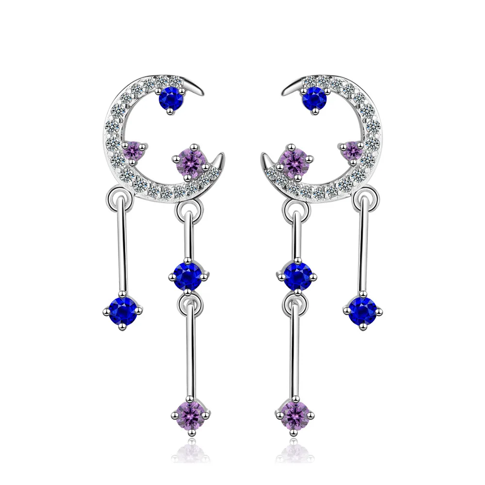 New Fashion Jewelry 925 Sterling Silver Ultra-flash Moon Zircon Starry Sky Tassel Earrings For Women Gift oorbellen
New Fashion Jewelry 925 Sterling Silver Ultra-flash Moon Zircon Starry Sky Tassel Earrings For Women Gift oorbellen
