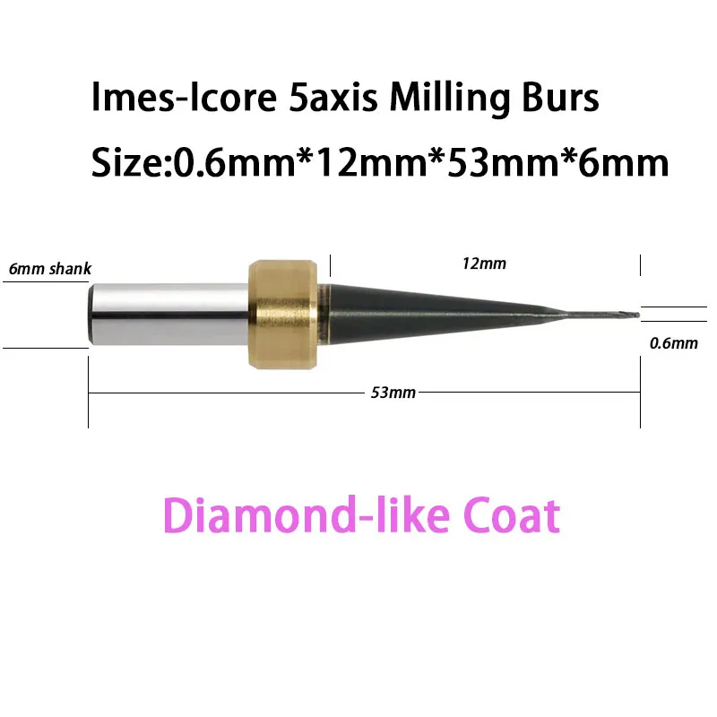 Диаметр 0 6 мм Алмазное покрытие фрезерные буры из карбида хвостовик для Imes-Icore 5axis