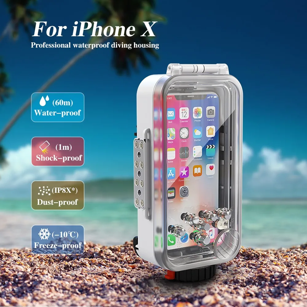SeaFrogs 60m/195ft Waterproof Underwater Housing Case for iPhone X White Bag for iPhone X
SeaFrogs 60m/195ft Waterproof Underwater Housing Case for iPhone X White Bag for iPhone X