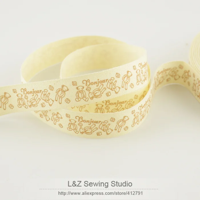 F039# 3 free shipping mini.order is $5(mix order) 1.5CM width Zakka cotton label lovely little bear ribbons textile|accessories brooch|label