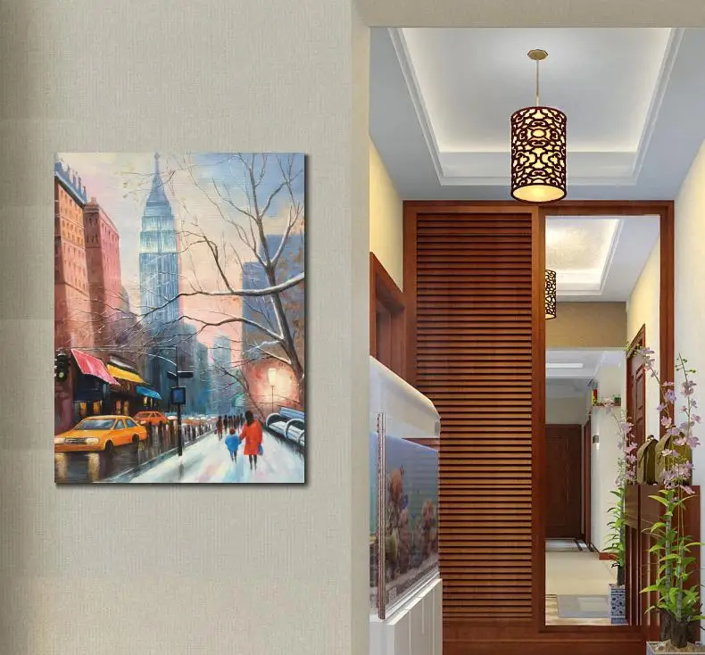 Wall art oil painting canvas season of New York city street landscapes modern colorful artwork for room decor hand painted
Wall art oil painting canvas season of New York city street landscapes modern colorful artwork for room decor hand painted