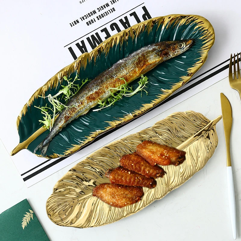 Gold plant Leaf Ceramic Storage Tray Jewelry Display Plate Creative Dessert Snack Cake Plate Dish Restaurant Serving Tray
Gold plant Leaf Ceramic Storage Tray Jewelry Display Plate Creative Dessert Snack Cake Plate Dish Restaurant Serving Tray