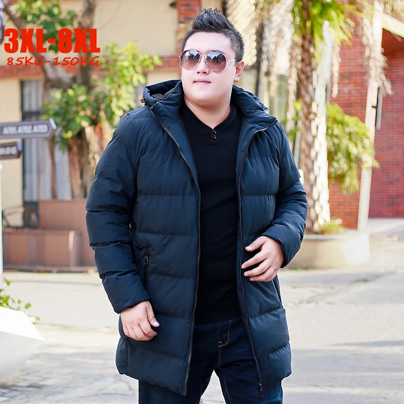 Большие размеры 4XL 5XL 6XL 7XL 8XL зимняя мужская парка с капюшоном верхняя одежда