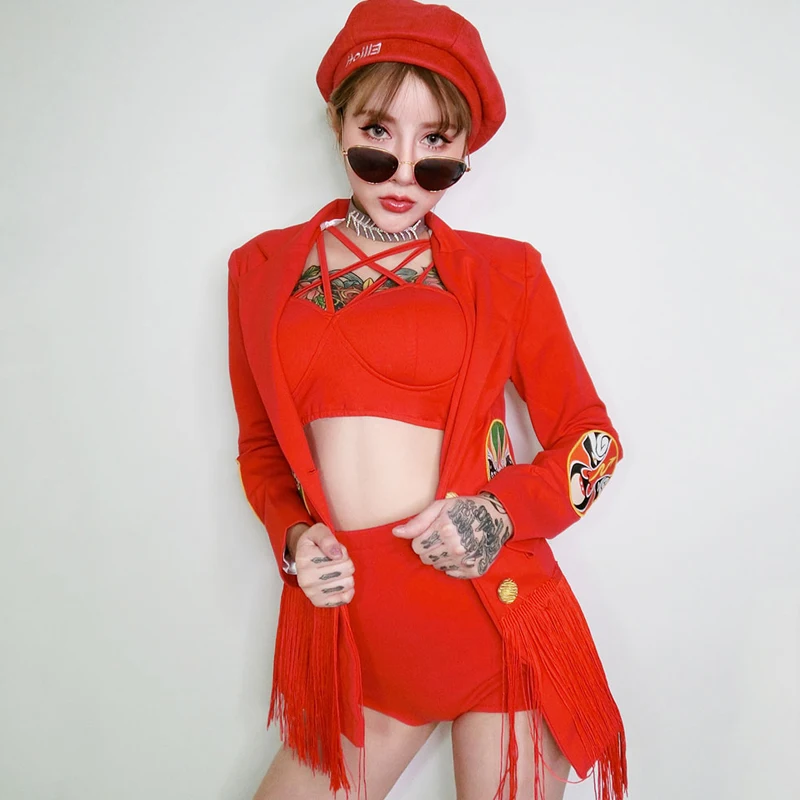 Jazz Dance Costumes Nightclub Bar Dj Singer Sexy Stage Costume Red Chinese Style Party Jazz Dance Performance Clothing DQS1275
Jazz Dance Costumes Nightclub Bar Dj Singer Sexy Stage Costume Red Chinese Style Party Jazz Dance Performance Clothing DQS1275