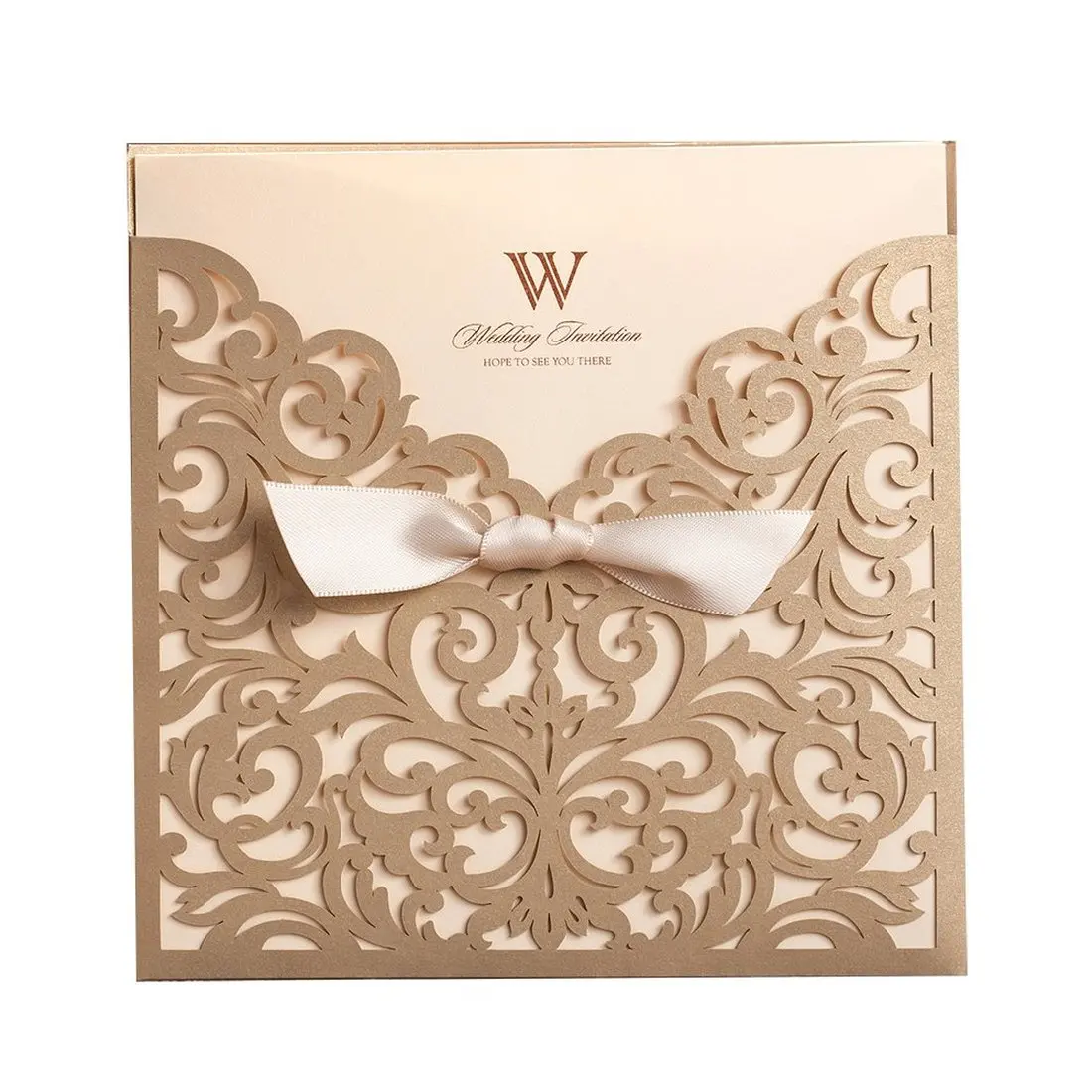 100pcs Gold Square Laser Cut Wedding Invitations Card Paper With Bowknot for Engagement Party Birthday Baby Shower Bridal Shower
100pcs Gold Square Laser Cut Wedding Invitations Card Paper With Bowknot for Engagement Party Birthday Baby Shower Bridal Shower