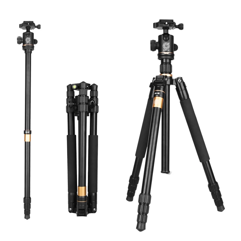 

62'' 8KG Load New Aluminum Camera Tripod Monopod Q222 Pro Damping Ball head Photography Tripod for Digital video dslr camera