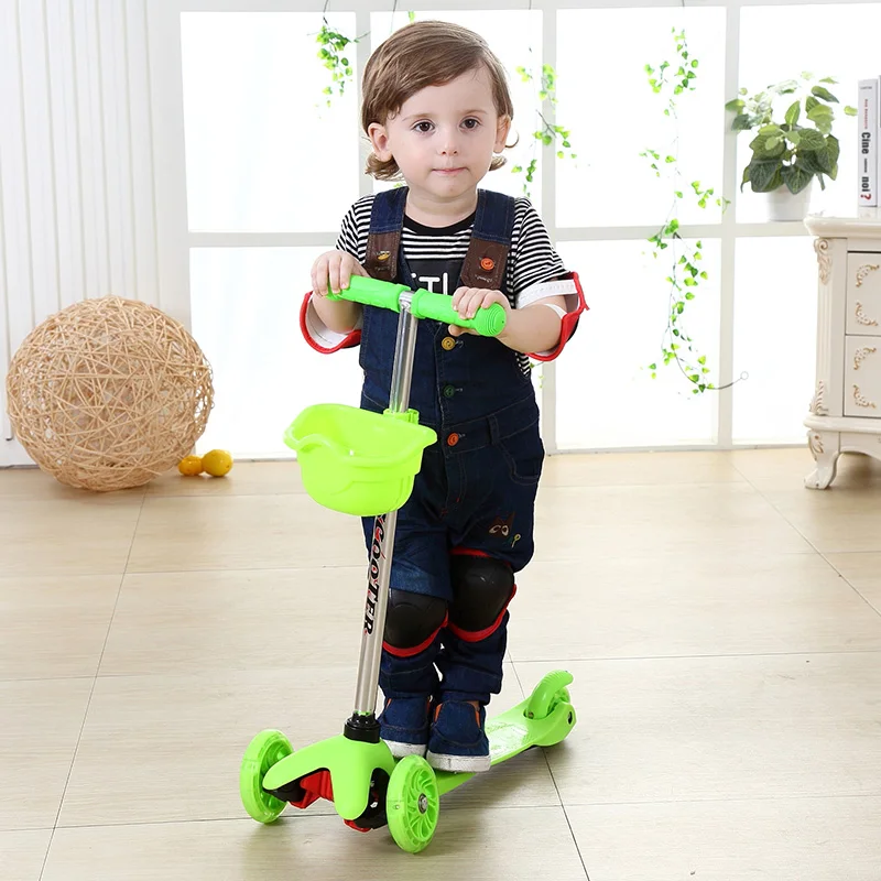 

3 Wheels Kids Scooter, T-Bar Adjustable Height Handle Kick Scooters with PU Flashing Wheels and Wide Deck, for 1.5-5 ages kids