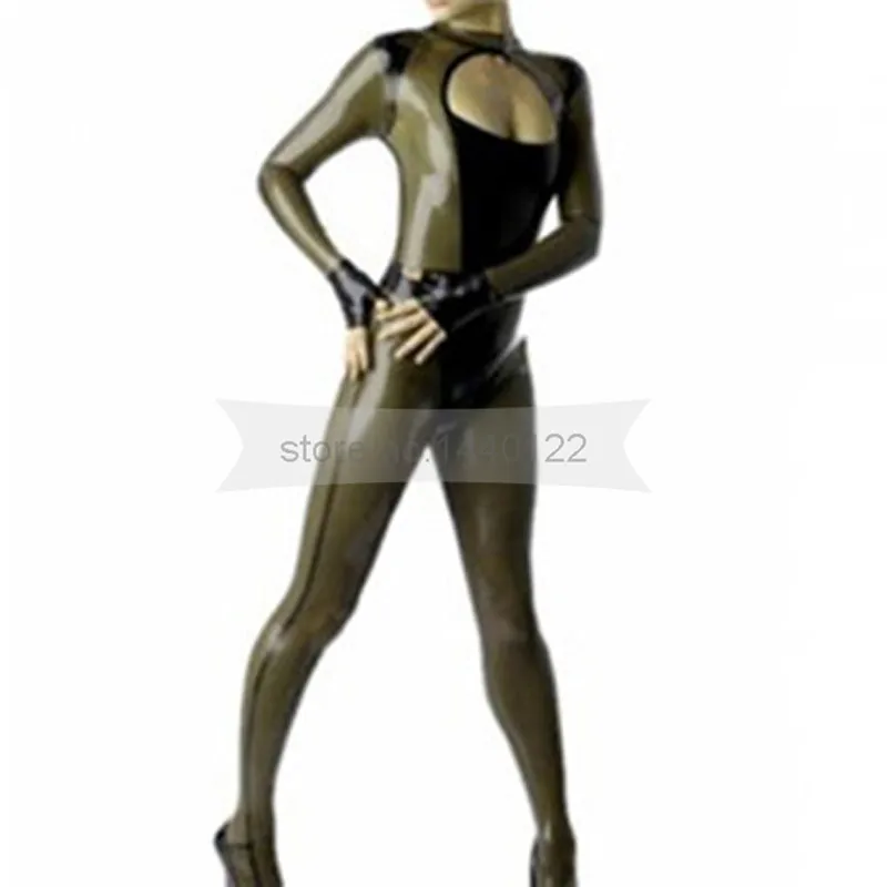 Sexy Female Rubber Latex Catsuit Chest Opened Transparent Black and Trims Black Bodysuit with Feet Socks BNLC007
Sexy Female Rubber Latex Catsuit Chest Opened Transparent Black and Trims Black Bodysuit with Feet Socks BNLC007