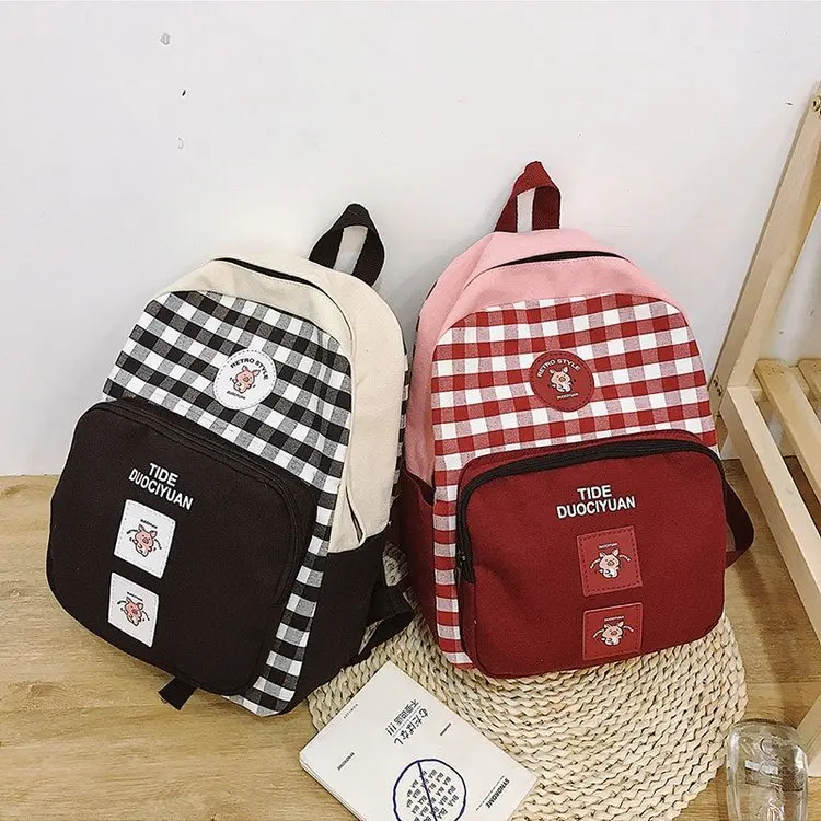 2019 Summer New Fashion Preppy Style Plaid Women Canvas Backpacks Female Casual Students School Bags Shoulder Bags 
2019 Summer New Fashion Preppy Style Plaid Women Canvas Backpacks Female Casual Students School Bags Shoulder Bags