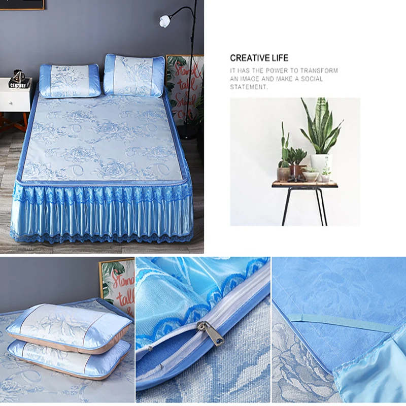 3PCS summer lace bed skirt ice silk bedding three-piece jacquard air conditioning seat detachable folding set
3PCS summer lace bed skirt ice silk bedding three-piece jacquard air conditioning seat detachable folding set
