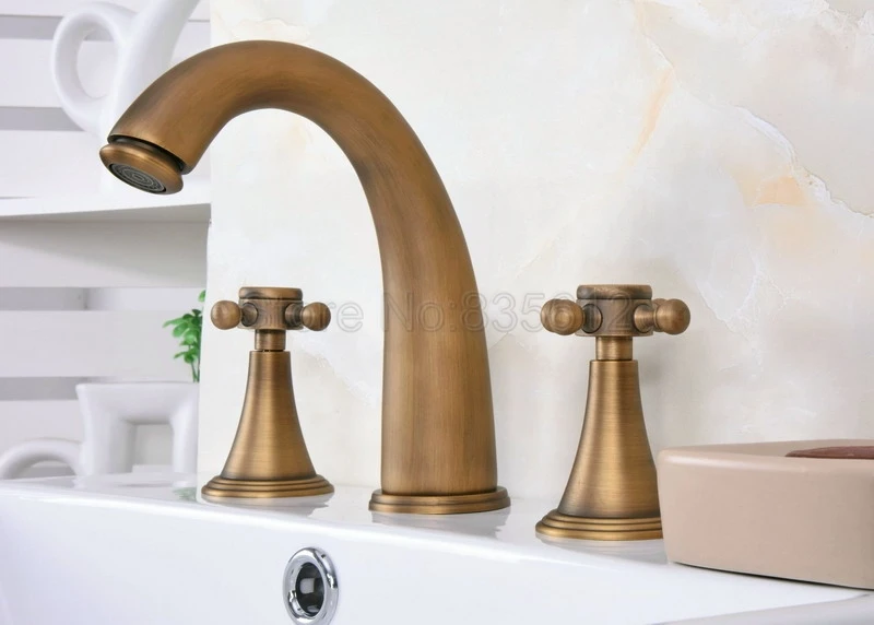 Antique Brass Bathroom Faucet Wash Basin Mixer Vessel Sink Tap Deck Mount 3 Hole Widespread Dual Handles Tub Faucets Wan080
Antique Brass Bathroom Faucet Wash Basin Mixer Vessel Sink Tap Deck Mount 3 Hole Widespread Dual Handles Tub Faucets Wan080