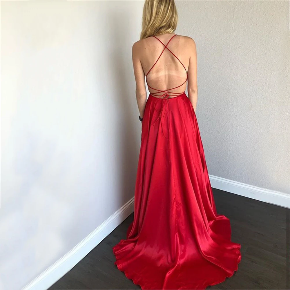 HONGFUYU Red Satin Prom Dresses with Lace Up Back Pockets Slit Sexy vestidos de fiesta Evening Dress long Party robe de soiree
HONGFUYU Red Satin Prom Dresses with Lace Up Back Pockets Slit Sexy vestidos de fiesta Evening Dress long Party robe de soiree