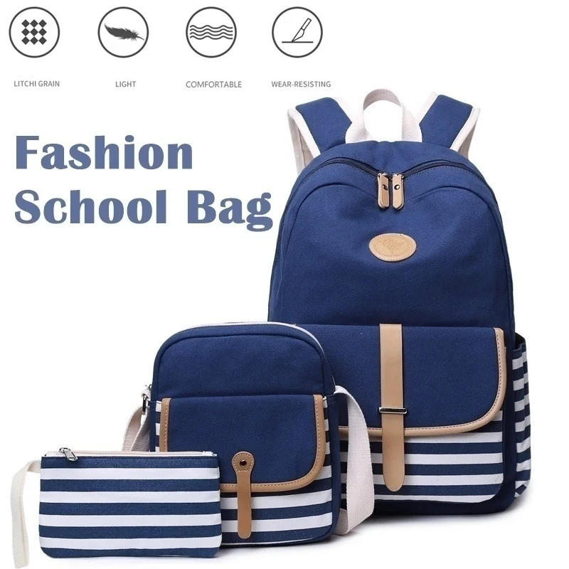 Three-piece School Bag Stripes Canvas Backpack Laptop Bags Stylish Students School Backpack For Girls Travel Bags
Three-piece School Bag Stripes Canvas Backpack Laptop Bags Stylish Students School Backpack For Girls Travel Bags