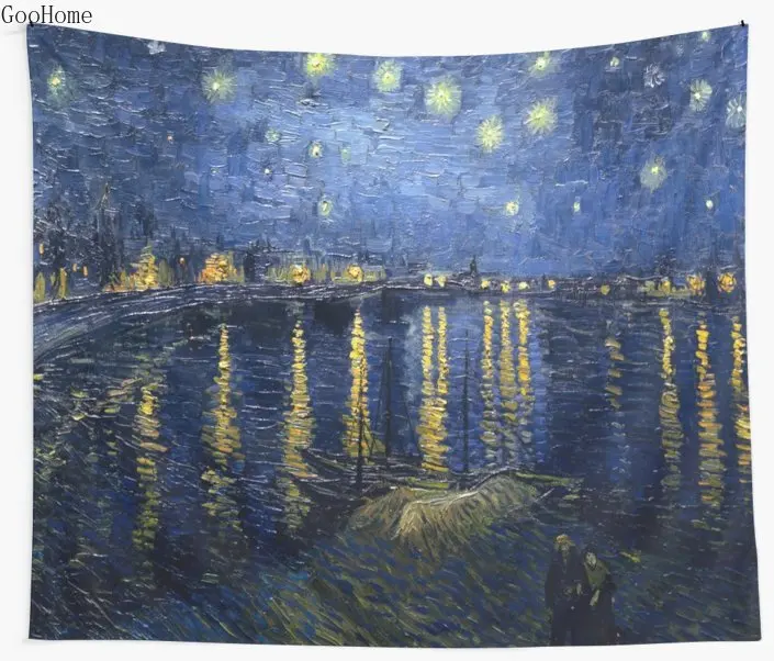 

Vincent van Gogh Starry Night Over the Rhone Wall Tapestry Cover Beach Towel Throw Blanket Picnic Yoga Mat Home Decoration