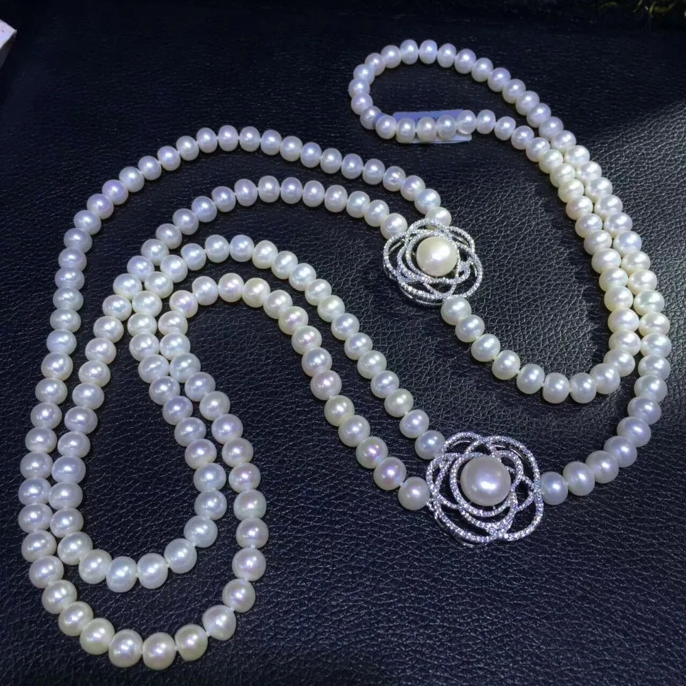 fine jewelry long fresh water pearl necklace cultured 80CM 925 sterling silver flower necklace fine women jewelry
fine jewelry long fresh water pearl necklace cultured 80CM 925 sterling silver flower necklace fine women jewelry