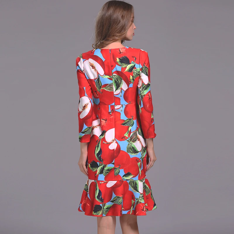Womens 2017 Spring Runway Novelty Dress New Pretty Long Sleeve Apples Print Red High Street Trumpet Above Knee Fashion Dresses
Womens 2017 Spring Runway Novelty Dress New Pretty Long Sleeve Apples Print Red High Street Trumpet Above Knee Fashion Dresses