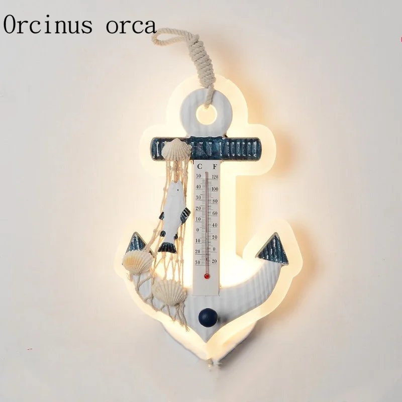 Mediterranean creative boat anchor wall lamp child room boys and girls bedroom decorative thermometer personality LED wall lamp
Mediterranean creative boat anchor wall lamp child room boys and girls bedroom decorative thermometer personality LED wall lamp