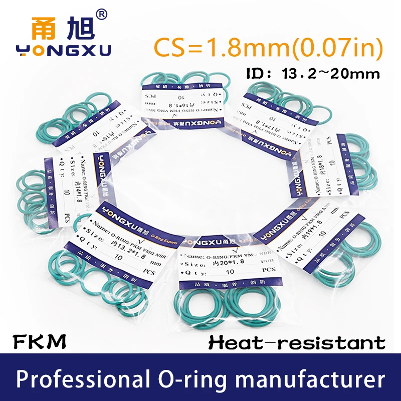 10PCS/lot Green FKM Rubber O-rings Seals CS1.8mm Thickness ID13.2/14/15/16/17/18/19/20*1.8mm O Rings Seal Gasket Washer
10PCS/lot Green FKM Rubber O-rings Seals CS1.8mm Thickness ID13.2/14/15/16/17/18/19/20*1.8mm O Rings Seal Gasket Washer