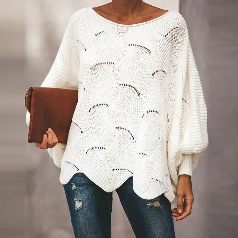2020 New Women Casual Batwing Sleeve Sweater Knitted Pullovers Ladies Autumn Outwear Fashion Hollow Out Pull Femme Hollow out
2020 New Women Casual Batwing Sleeve Sweater Knitted Pullovers Ladies Autumn Outwear Fashion Hollow Out Pull Femme Hollow out