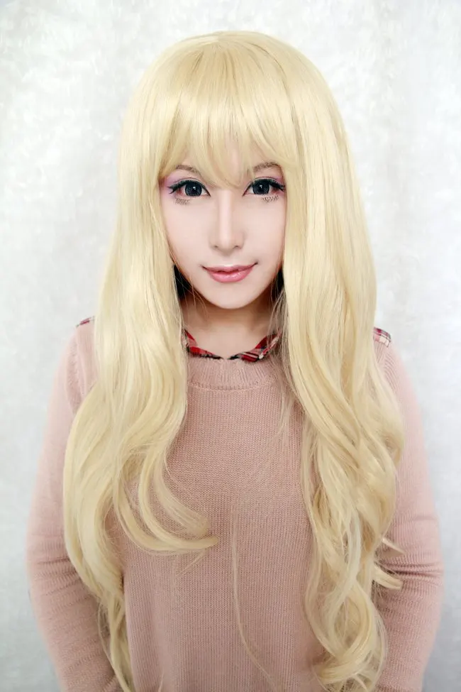 Длинный парик для косплея MCOSER 90 см Watatsuki noToyohime светло желтый волнистый аниме|wig