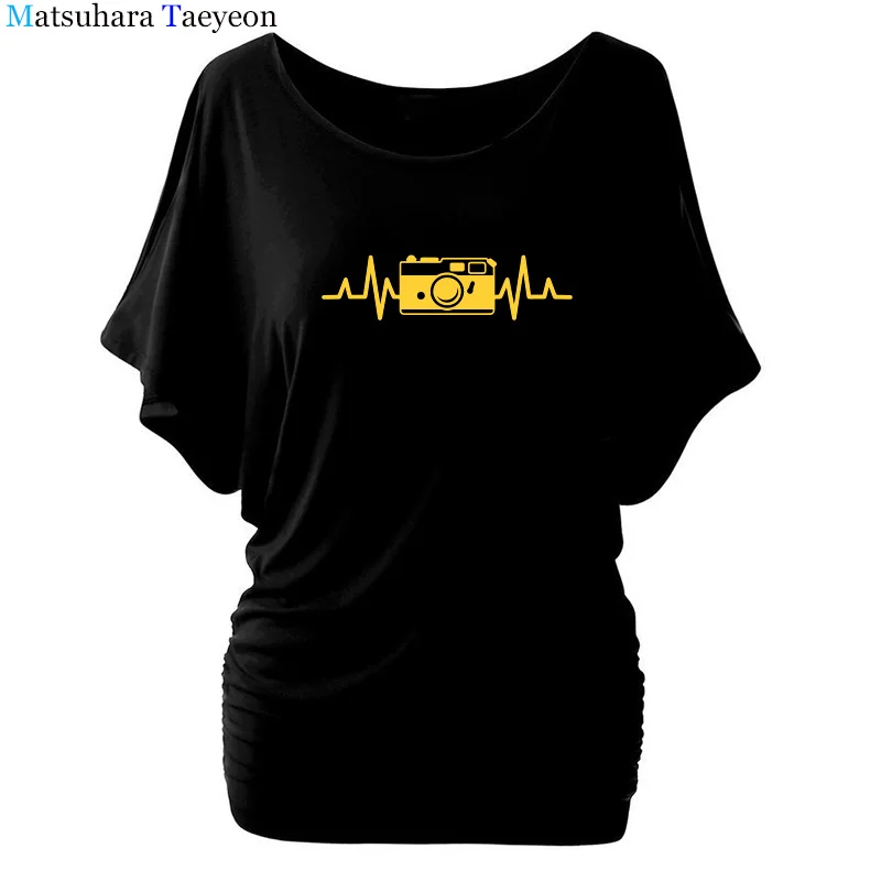 Heartbeat Of Camera Women T Shirt Funny Printed Batwing Sleeve Cotton Photographer Girl T-shirts Female Tee Tops T22
Heartbeat Of Camera Women T Shirt Funny Printed Batwing Sleeve Cotton Photographer Girl T-shirts Female Tee Tops T22