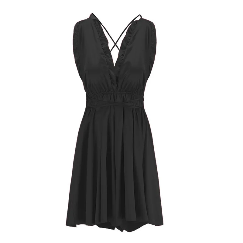 Women Ruffles Deep V Neck Nightgown Backless Crossback Sling Robe Dress Silk Satin Black White Ruffle Sleepdress With G-string
Women Ruffles Deep V Neck Nightgown Backless Crossback Sling Robe Dress Silk Satin Black White Ruffle Sleepdress With G-string