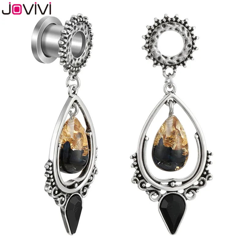 Jovivi New Stainless Steel Black Obsidian Stone Teardrop Large Dangle Screw Ear Plugs Tunnels Gauges Stretching Tapers 2g-5/8
Jovivi New Stainless Steel Black Obsidian Stone Teardrop Large Dangle Screw Ear Plugs Tunnels Gauges Stretching Tapers 2g-5/8