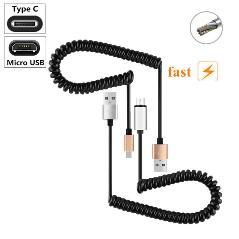 Micro USB кабель для передачи данных LG K40 K50 X Power 2 K8 K10 2018 Type C пружинный зарядный V30 V40 Thiq