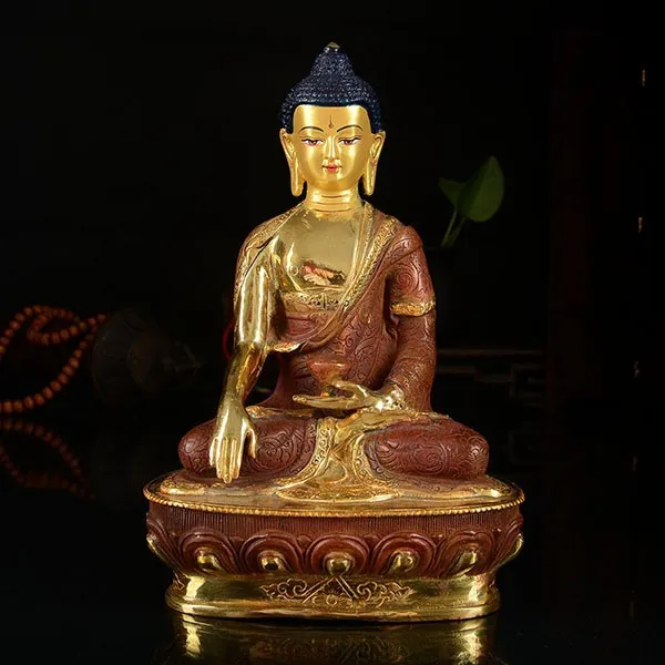 

Специальное предложение #7 дюймов # Тибетский буддизм шакя Мани Будда позолоченная латунная статуя # домашний эффективный талисман