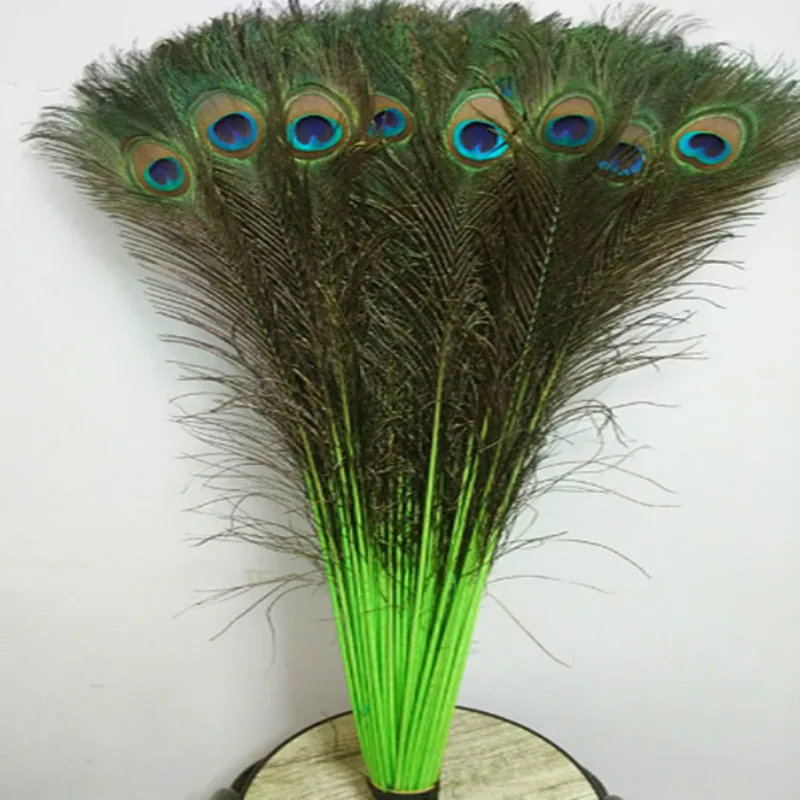 

Free shipping 50 PCS green natural peacock feather eye 28-32"/70-80cm DIY jewelry decoration / Christmas / Halloween Decoration