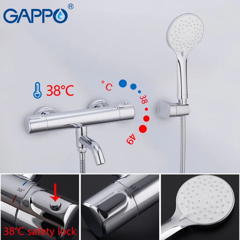 GAPPO Thermostatic shower system Auto-Thermostat Control shower mixer thermostat waterfall tapware shower head set
GAPPO Thermostatic shower system Auto-Thermostat Control shower mixer thermostat waterfall tapware shower head set