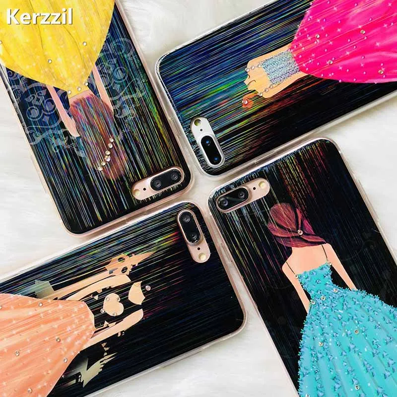 Kerzzil/модный красивый чехол для телефона с платьем девочек iPhone X 8 Plus мягкие чехлы