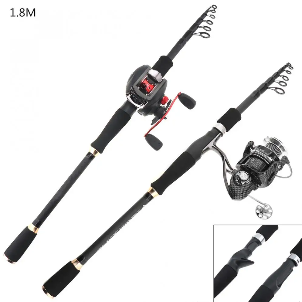 1.8m Carbon Fiber Lure Fishing Rod Spinning Casting Rod 6 Section Telescopic Ultra Light Travel Fishing Pole Lure Tackle
1.8m Carbon Fiber Lure Fishing Rod Spinning Casting Rod 6 Section Telescopic Ultra Light Travel Fishing Pole Lure Tackle