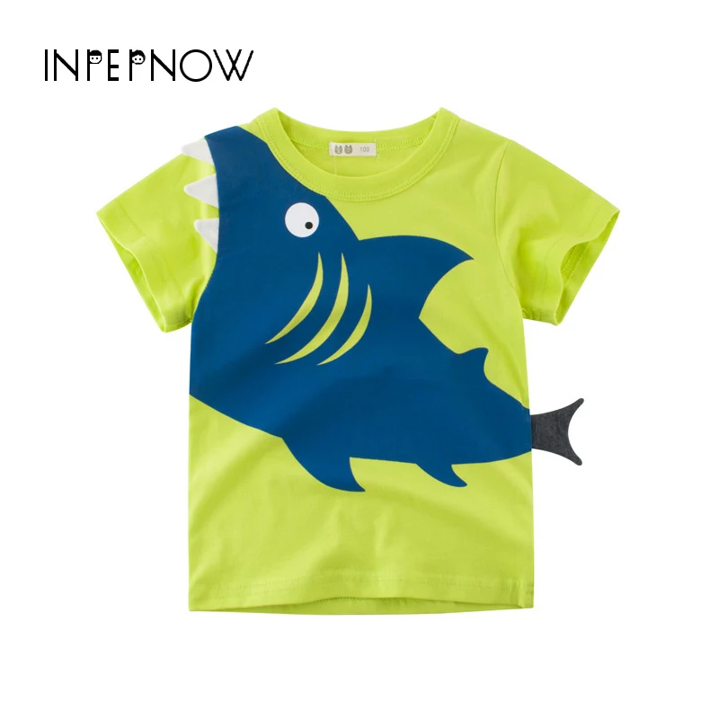 

INPEPNOW Boys & Girls Tshirt Cartoon Fish Printed Cotton Short-Sleeved T-shirt Children Tee Tops Kids Graphic T Shirts DX-CZX53