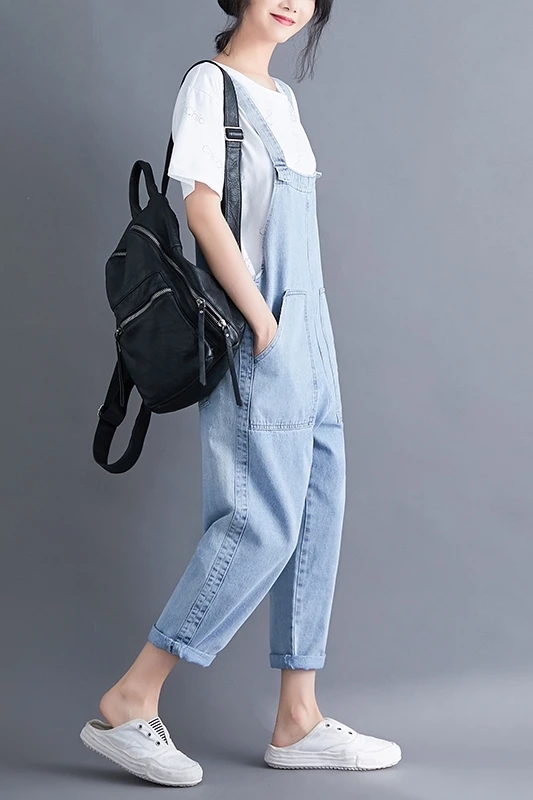 Women's Casual Loose Denim Overalls Lady's Strap Harem Jeans Pocket Ankle-Length Pants For Woman
Women's Casual Loose Denim Overalls Lady's Strap Harem Jeans Pocket Ankle-Length Pants For Woman