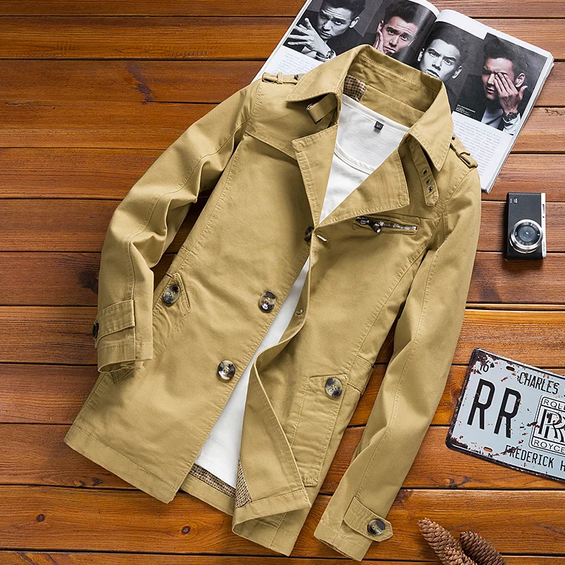 New Business Casual Trench Coat Jacket Men Brand Fashion Long Sleeve 100% Cotton Solid Washed Trench Coat Men Homens De Jaqueta
New Business Casual Trench Coat Jacket Men Brand Fashion Long Sleeve 100% Cotton Solid Washed Trench Coat Men Homens De Jaqueta