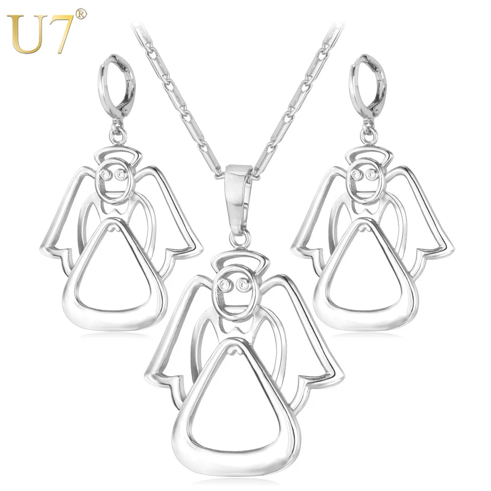 U7 Necklace Set Angle Pendant & Earrings For Women Wedding Accessories Fashion Zirconia Fairy Jewelry Necklace Earring Sets S638
U7 Necklace Set Angle Pendant & Earrings For Women Wedding Accessories Fashion Zirconia Fairy Jewelry Necklace Earring Sets S638