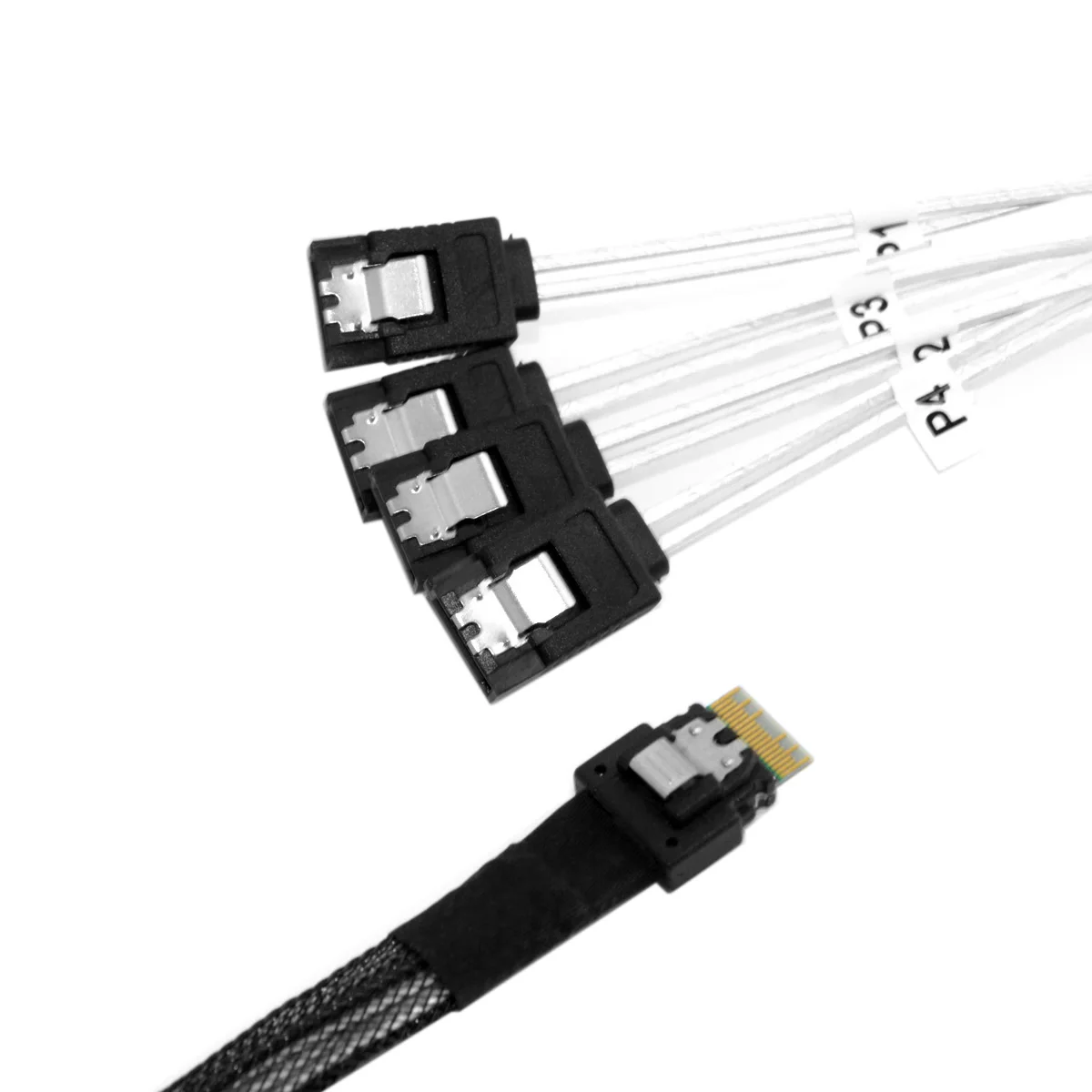 Chenyang CY Slim Line SAS 4.0 SFF-8654 4i 38pin Host to 4 SATA 7pin Target Hard Disk Fanout Raid Cable 0.5M
Chenyang CY Slim Line SAS 4.0 SFF-8654 4i 38pin Host to 4 SATA 7pin Target Hard Disk Fanout Raid Cable 0.5M