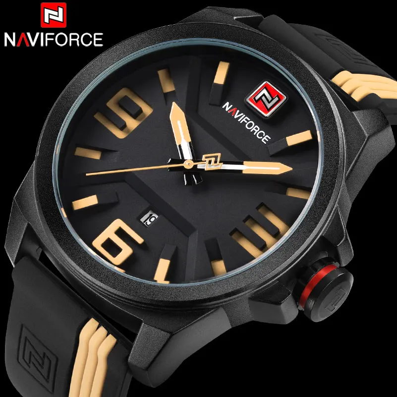 NAVIFORCE Брендовые мужские спортивные часы водонепроницаемые аналоговые кварцевые