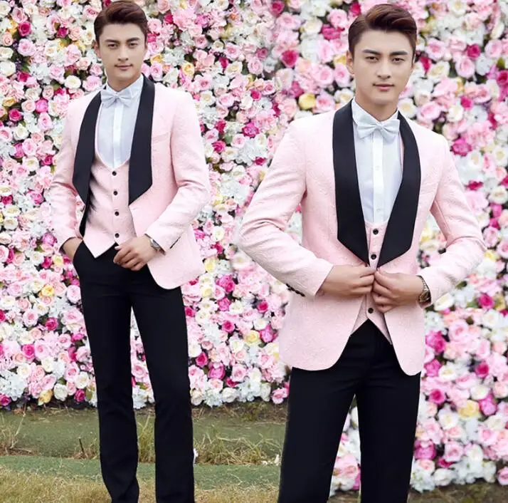 

Pink blazer men formal dress latest coat pant designs marriage suit men homme terno masculino trouser wedding suits for men's