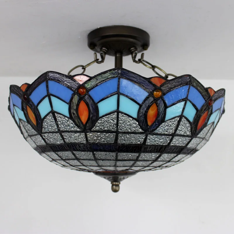 Mediterranean Style Tiffany Stained or Frosted Glass Chain Hold E27 LED Surface Mount Ceiling Lamp for Living Room Luminarias
Mediterranean Style Tiffany Stained or Frosted Glass Chain Hold E27 LED Surface Mount Ceiling Lamp for Living Room Luminarias