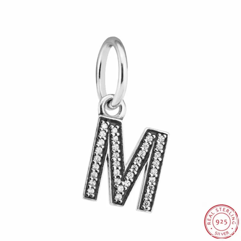 Женские Подвески из стерлингового серебра 925 пробы с надписью m' Clear CZ DIY Fit PANDORA