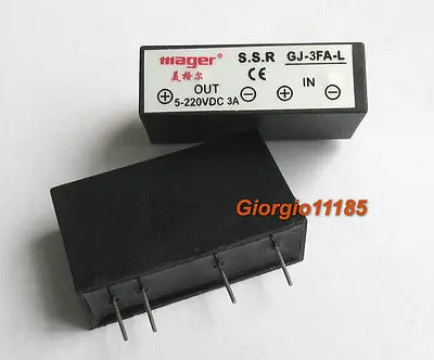 2 pcs GJ-3FA-L DC-DC PCB SSR In 3-32VDC,Out 5-220V DC 3A Solid State Relay