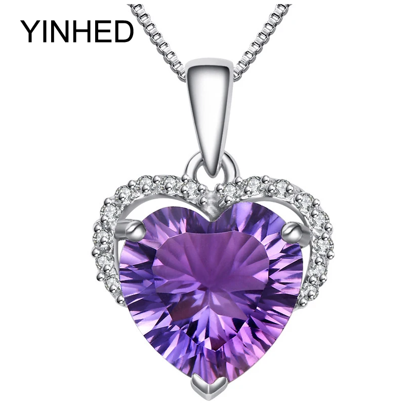 YINHED Brand Fashion Jewelry Necklace 925 Sterling Silver Heart Purple Cubic Zirconia Pendant Necklace for Women ZN096
YINHED Brand Fashion Jewelry Necklace 925 Sterling Silver Heart Purple Cubic Zirconia Pendant Necklace for Women ZN096