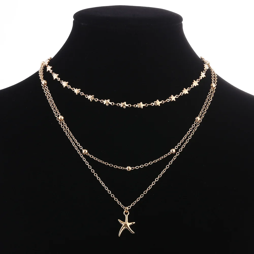 New Creative Multilayer Metal Star Chain Necklace Women Tassel Beads Choker Statement Necklace Jewelry
New Creative Multilayer Metal Star Chain Necklace Women Tassel Beads Choker Statement Necklace Jewelry