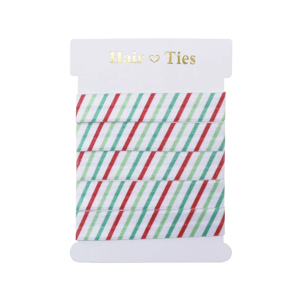 5/8" heat transfer Christmas tree gift candy stripes dots fold over elastic foe for headband ties welcome custom printed | Аксессуары