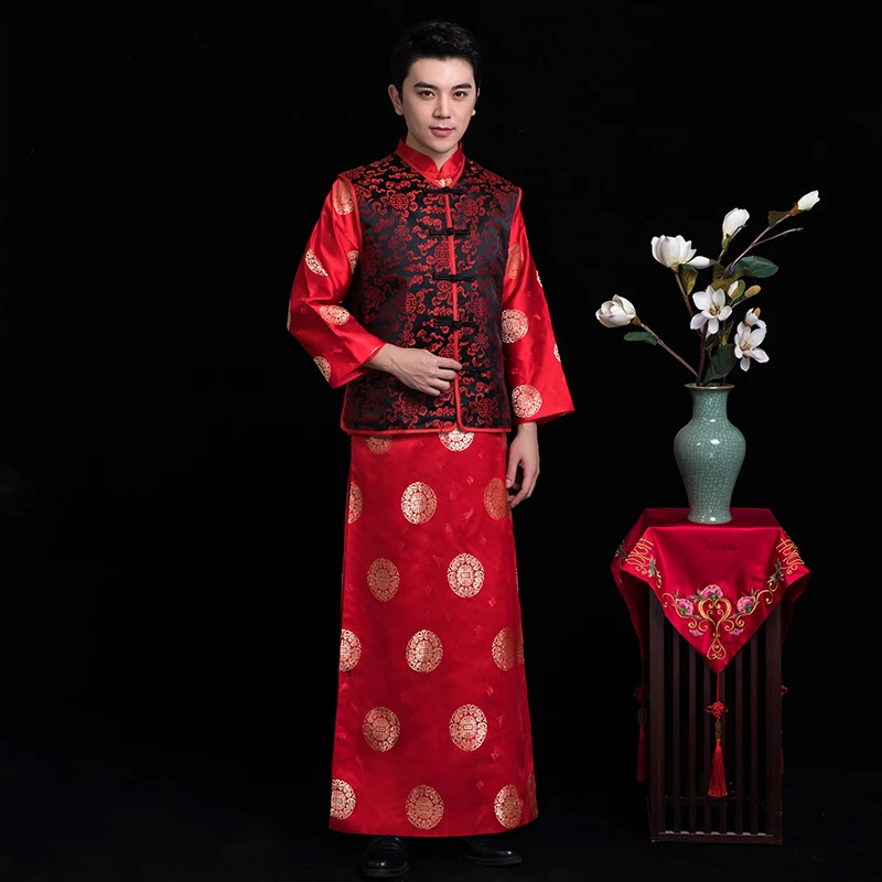 New arrival male red cheongsam Chinese style costume the groom dress jacket long gown traditional Chinese wedding Qi pao for men
New arrival male red cheongsam Chinese style costume the groom dress jacket long gown traditional Chinese wedding Qi pao for men