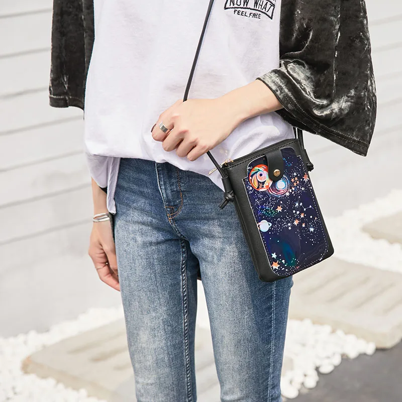 

Women Shoulder Small Phone Bag Sequins Multicolored Starry Sky Shoulder Crossbody Vertical Bag Women Messenger Bags Bolsos Mujer